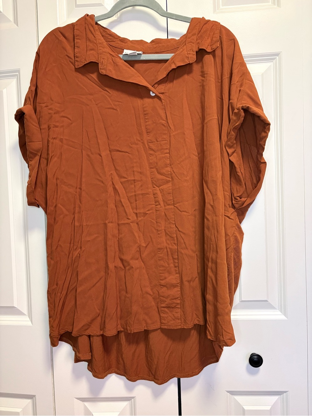 Ava & Viv Oversized Button-Front Shirt in Rust